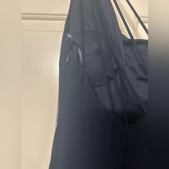 Jump apparel by Wendye Chaitin navy blue one shoulder  maxi dress/gown sz 1/2 - Picture 3 of 8